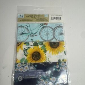 Fabric Strips 3 Pack of‎ 2"x36" Pieces Farmhouse DIY Crafter's Square Sunflowers